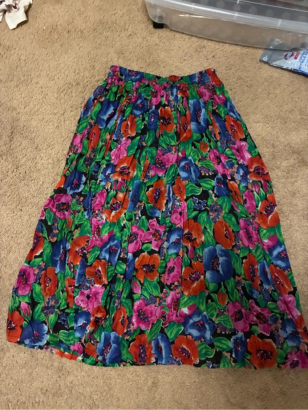 Vibrant Floral Pleated Maxi Skirt - Multicolor